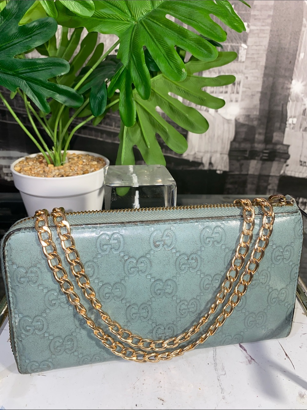 Authentic Gucci Rare Tiffany Blue Guccissima GG Monogram Leather Wallet - Picture 5 of 17